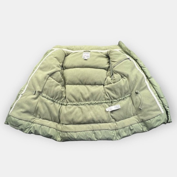 Vtg Old Navy Down Puffer Jacket Womens Small Green Packable Hood Fleece Lined - Picture 4 of 16